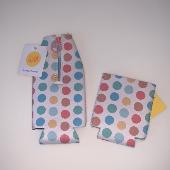 Set of Beer Cozy in Rainbow Polka Dots - Picture 3 of 5